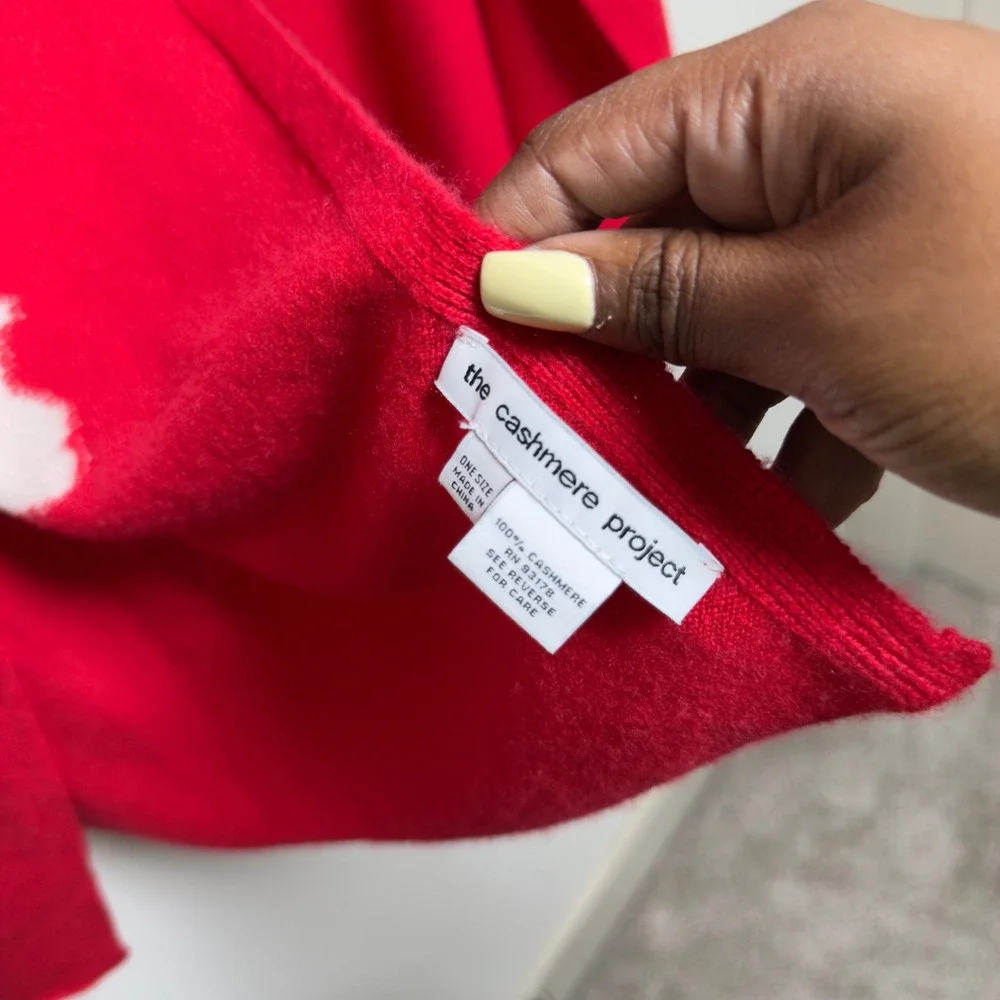 The Cashmere Project Womens 100% Cashmere Scarf O/S Red LOVE Intarsia Knit Wrap